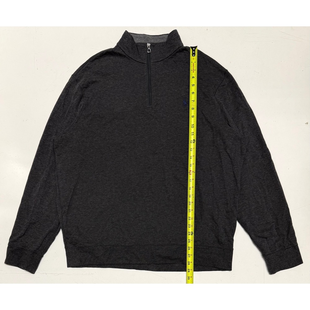 Polo Ralph Lauren Mens XL Quarter Zip Pullover Charcoal Gray Heather Blue Pony
